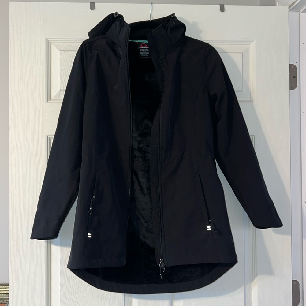 Black winter coat, super soft inside shell